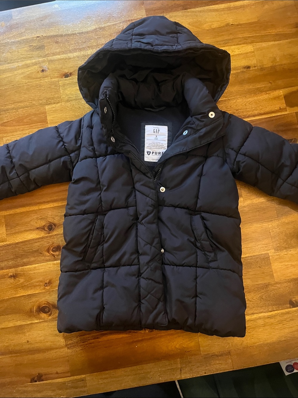 GAP Kids Dark Blue Quilted Puffer Coat with Hood